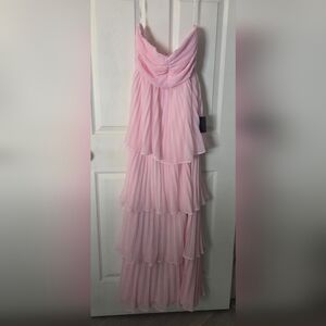Lulu's Strapless Pink Tiered Dress
